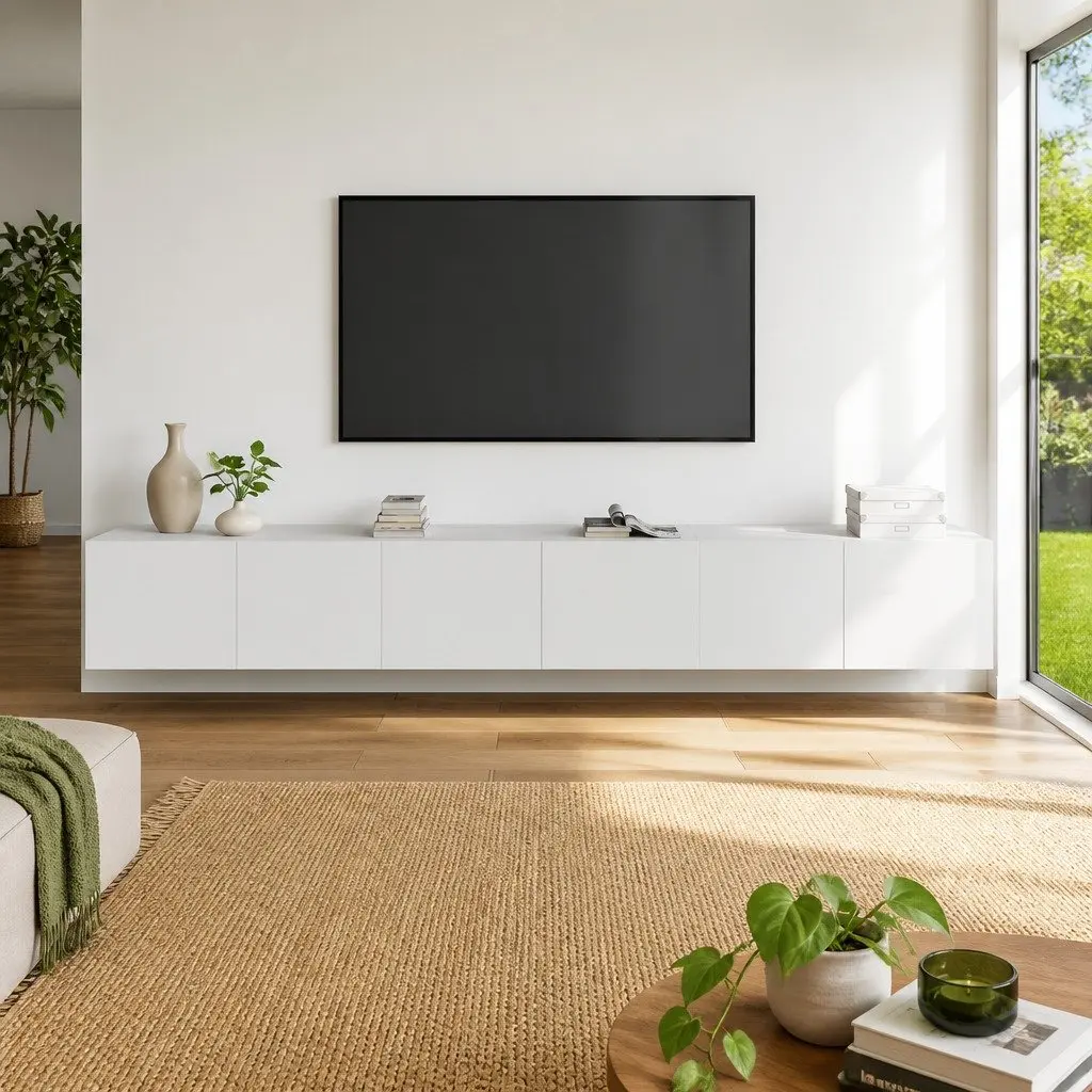 3 Piece Wall Mounted TV Cabinet Set Engineered Wood White