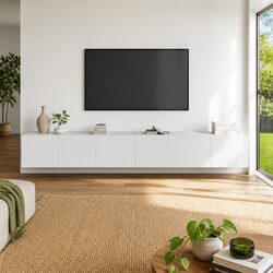 Elegant 3 Piece Wall-Mounted TV Cabinet Set in White