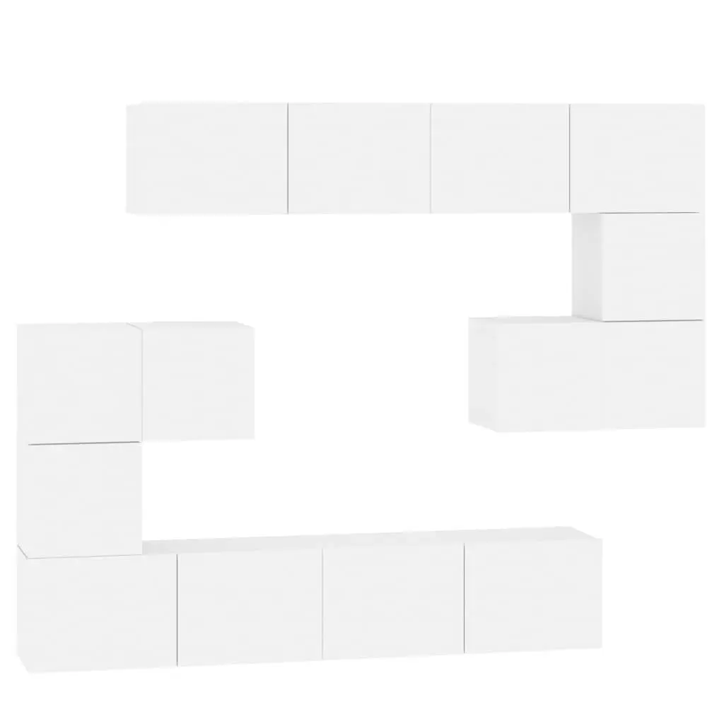 Wall-mounted TV Cabinet Engineered Wood White Floating Storage Unit Shelves