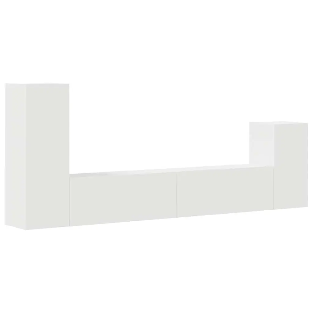 4 Piece White Engineered Wood Wall-Mounted TV Cabinet Set