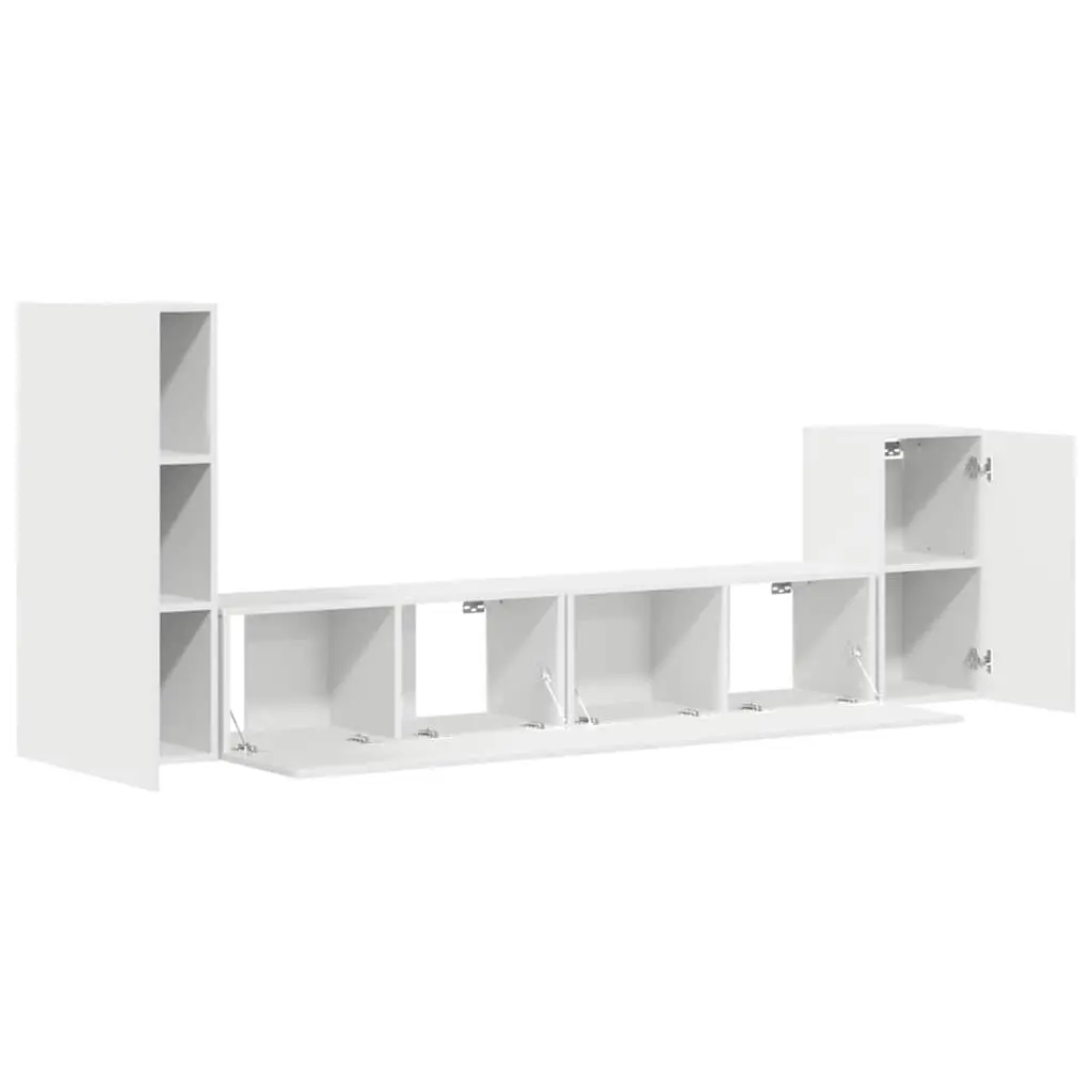 4 Piece White Engineered Wood Wall-Mounted TV Cabinet Set
