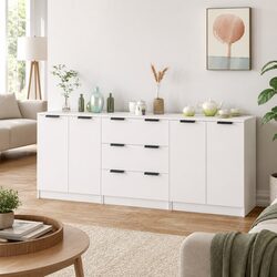 White 3-Piece Sideboard Buffet Set for Elegant Storage