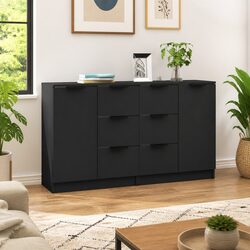 Durable Black Sideboard Cabinet Set - 60x30x70cm