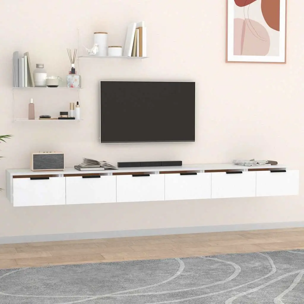 White Floating Wall Cabinets for Storage