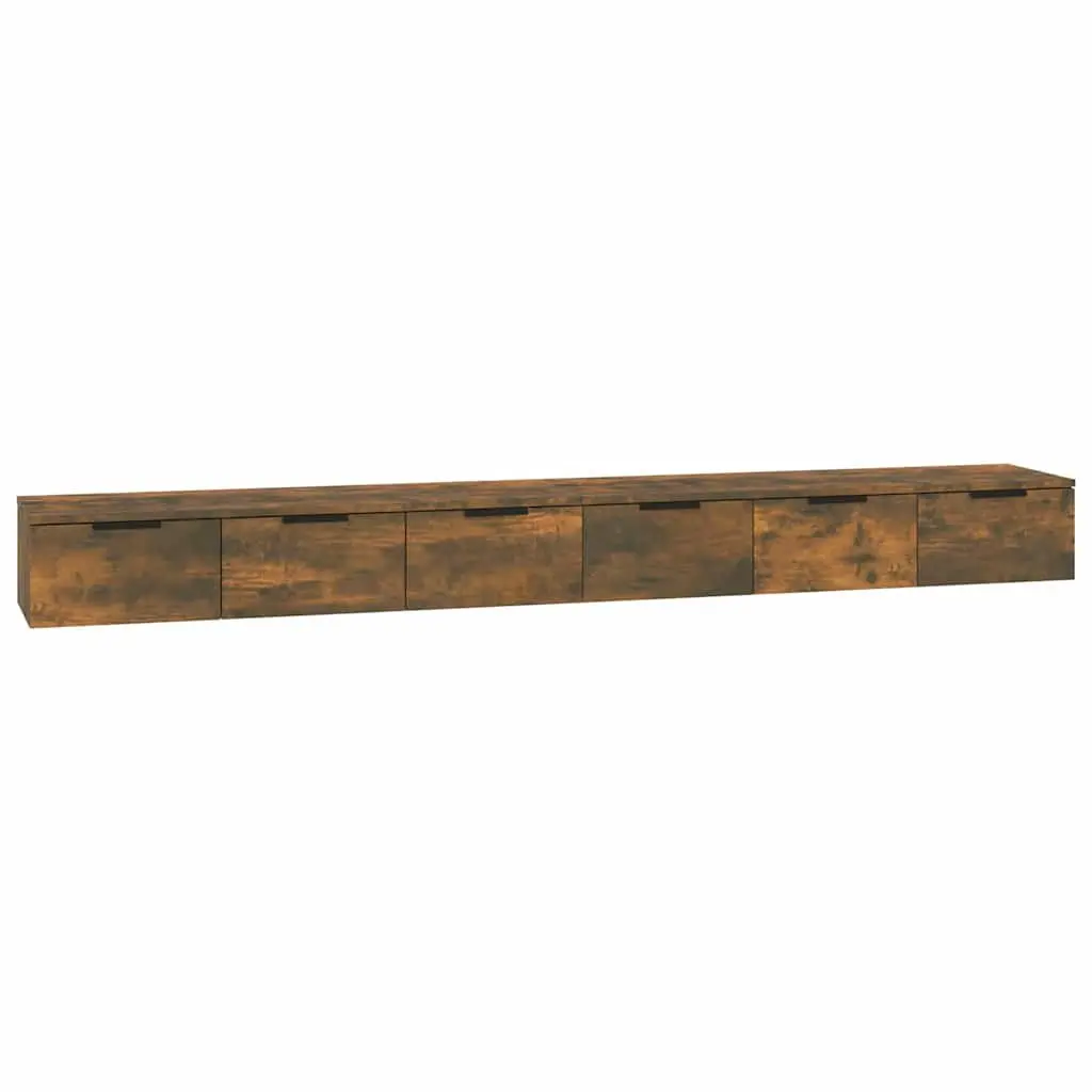 Floating Wall Cabinets 2 pcs Smoked Oak Storage Units