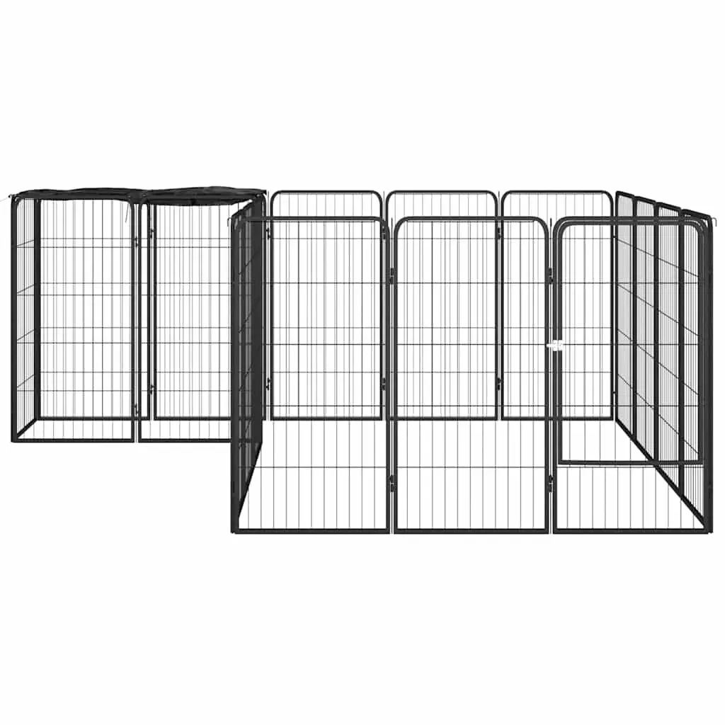 Dog Playpen 18-Panel Steel 50x100cm Black
