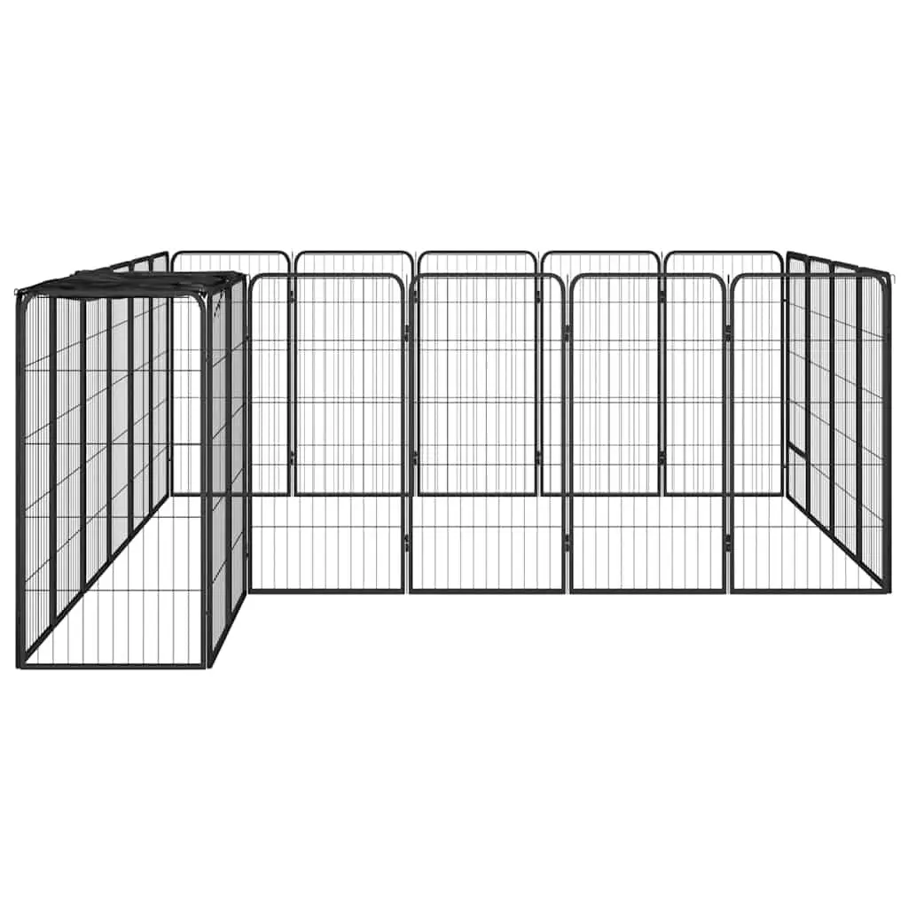 Dog Playpen Powder-coated Steel 50x100cm Black 22 Panel