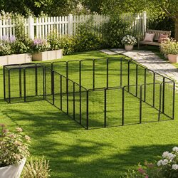 Durable 30-Panel Black Steel Dog Playpen for Safe Exercise
