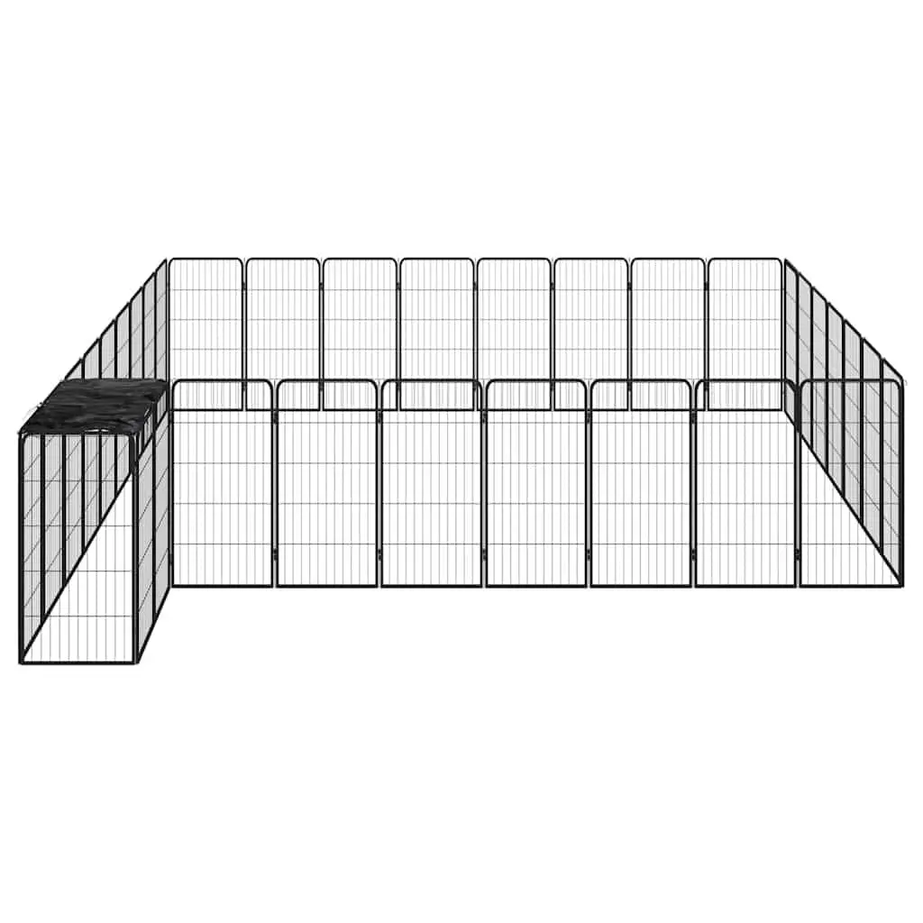 34-Panel Black Steel Dog Playpen for Pets