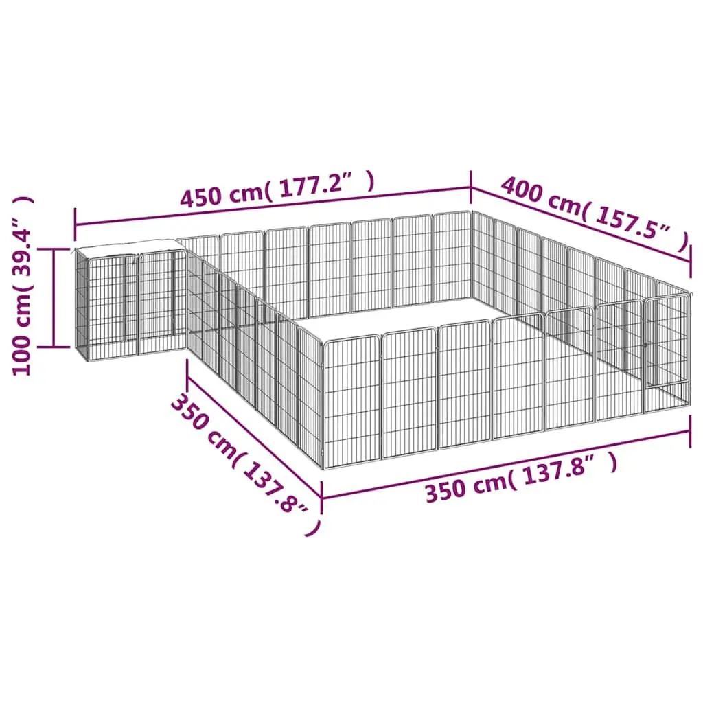 34-Panel Black Steel Dog Playpen for Pets