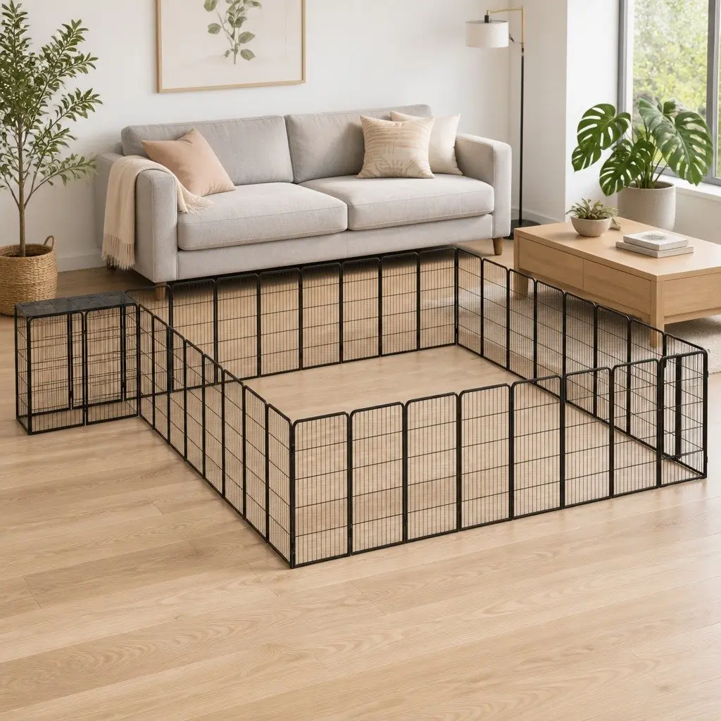 Dog Playpen Powder-coated Steel 50 x 100 cm Black 38 Panel