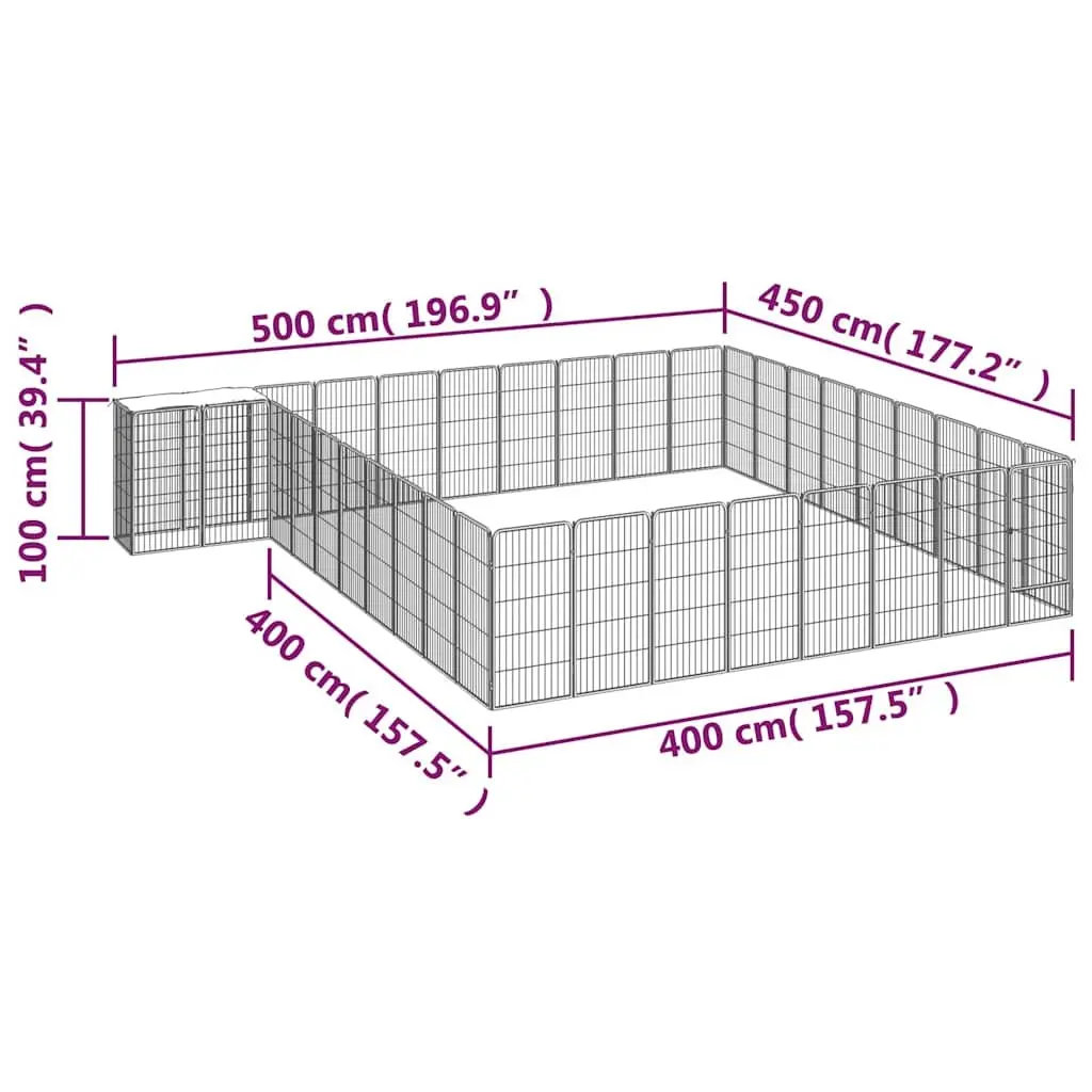 Dog Playpen Powder-coated Steel 50 x 100 cm Black 38 Panel