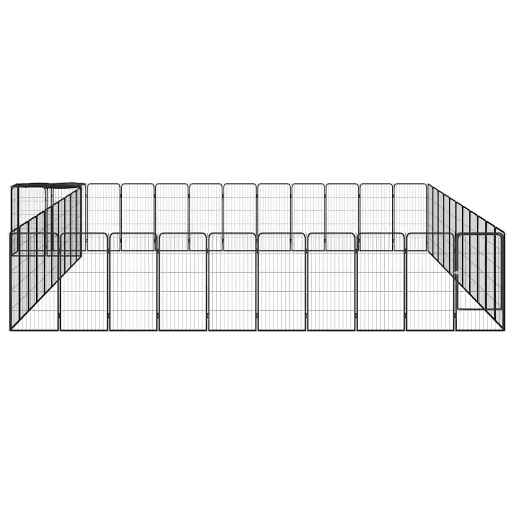 Dog Playpen 46-Panel Black Outdoor Indoor Pet Exercise Pen Puppy Kennel Run