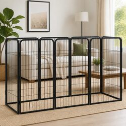 Durable 8-Panel Dog Playpen Black 50x100 cm Steel Design