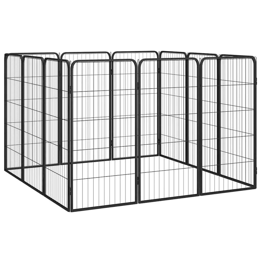 Dog Playpen Powder-Coated Steel 50 x 100 cm Black 12 Panel