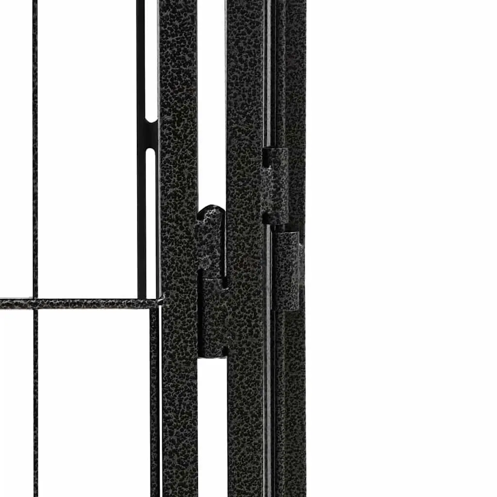 32-Panel Black Steel Dog Playpen for Outdoor Use