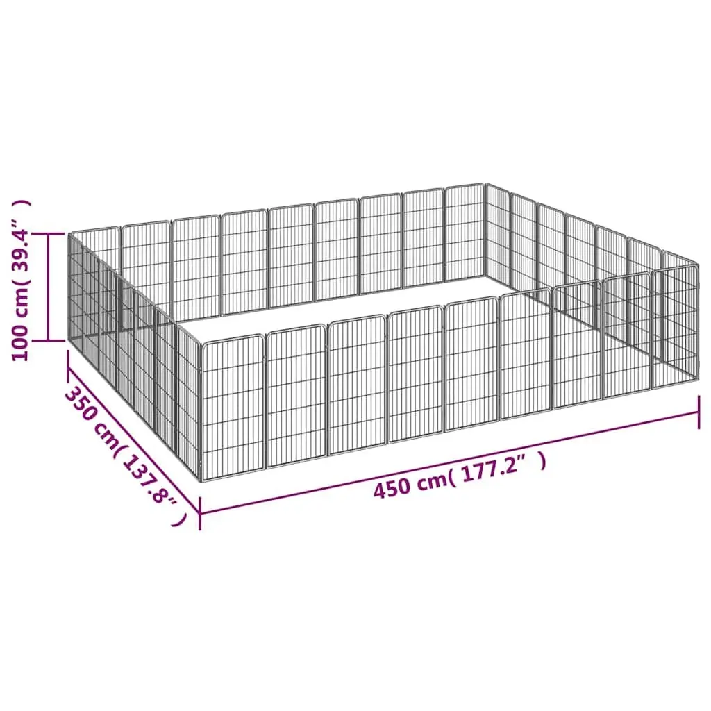 32-Panel Black Steel Dog Playpen for Outdoor Use