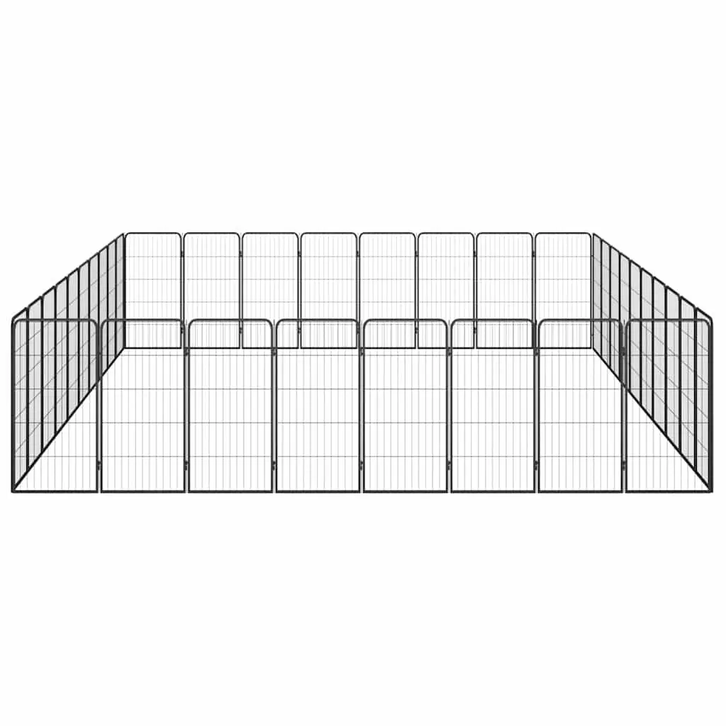 Dog Playpen Powder-coated Steel 50 x 100 cm Black 36 Panel Exercise Enclosure