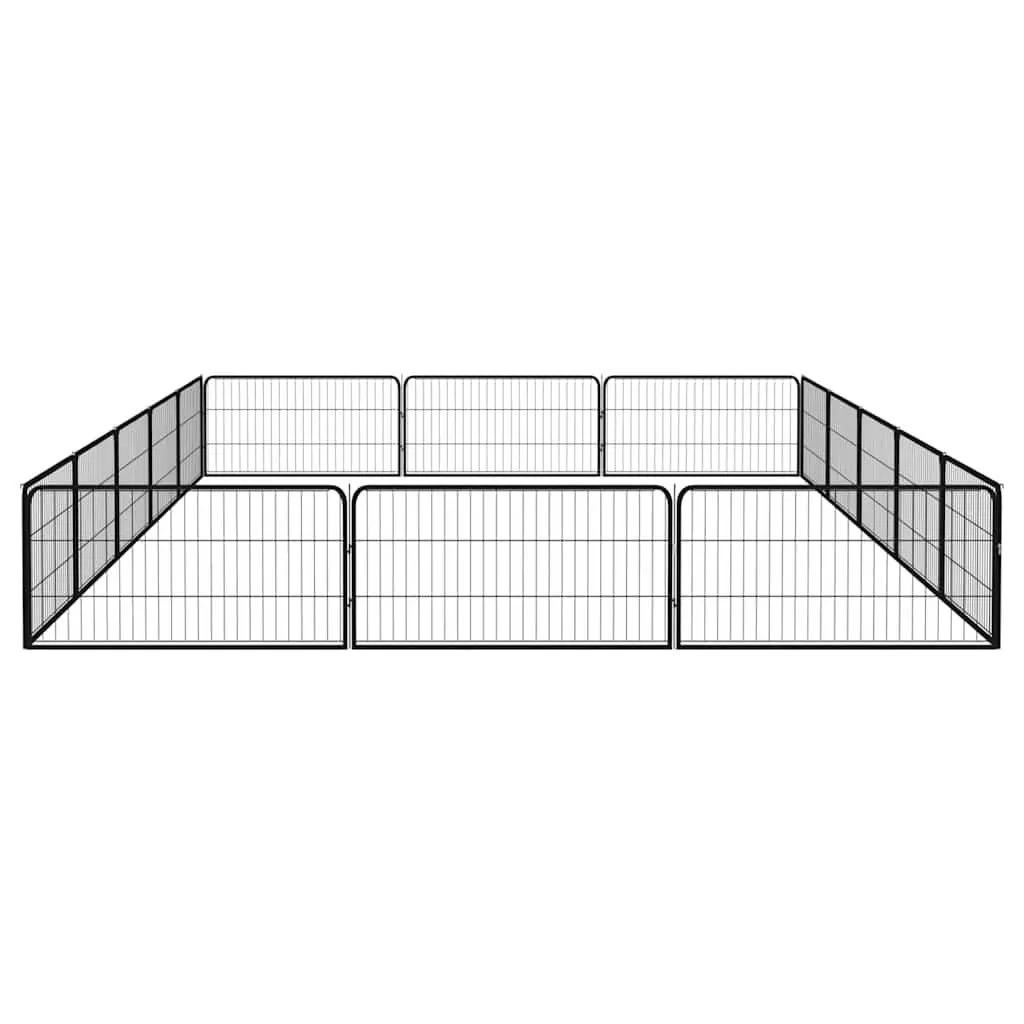 Dog Playpen Steel 16 Panel Indoor Outdoor Black