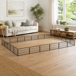 Durable 24-Panel Black Dog Playpen for Indoor & Outdoor Use