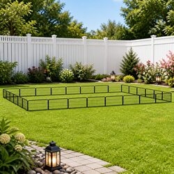 Durable 28-Panel Black Steel Dog Playpen for Versatile Use