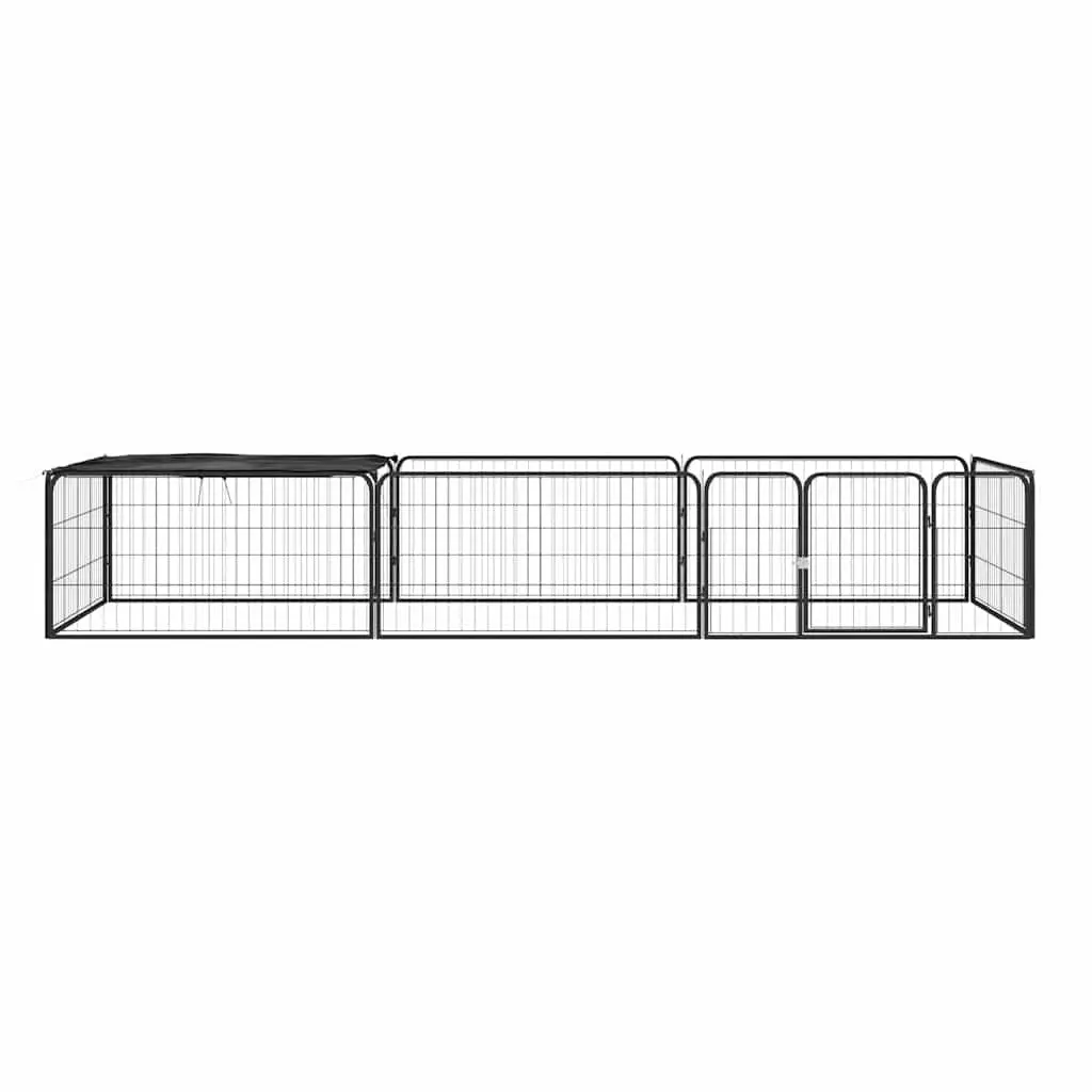 8 Panel Dog Playpen Powder-coated Steel 100x50 cm Black