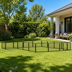 Durable 16-Panel Black Dog Playpen 100x50 cm