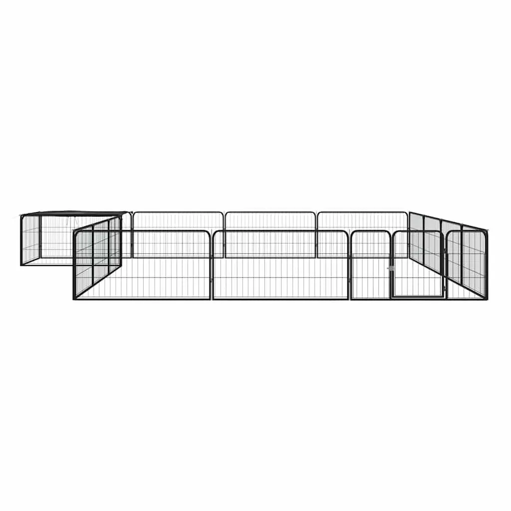 16-Panel Black Dog Playpen 100x50 cm