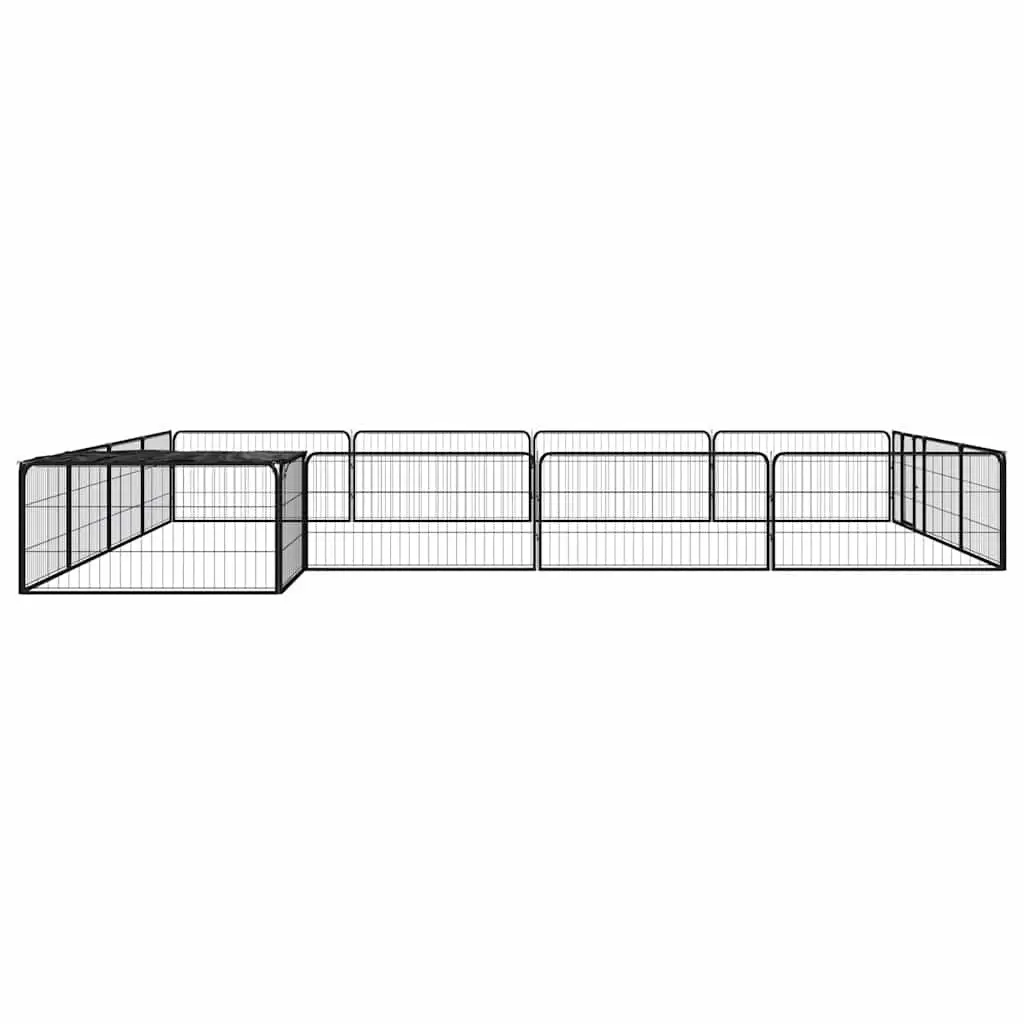 16-Panel Black Dog Playpen 100x50 cm