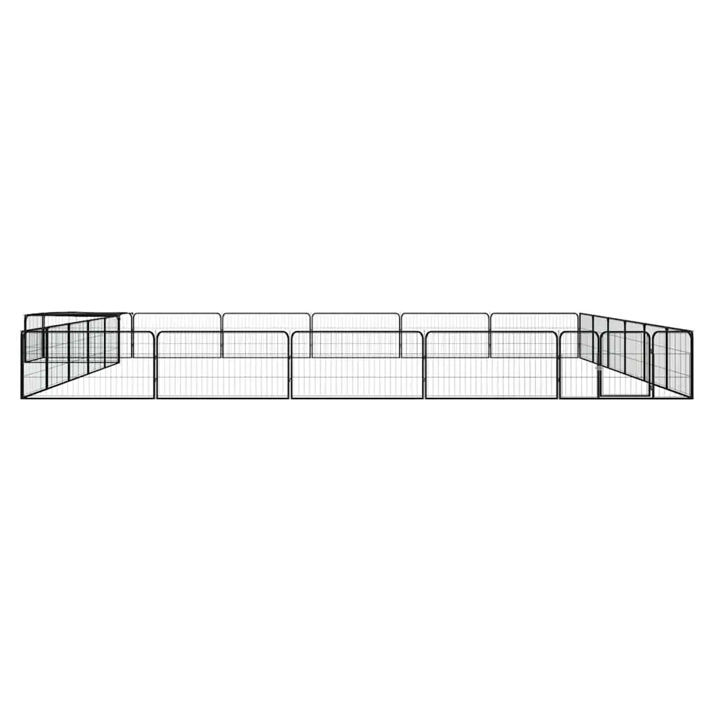 24-Panel Dog Playpen Puppy Exercise Pen Outdoor Indoor Black Steel Cage Run
