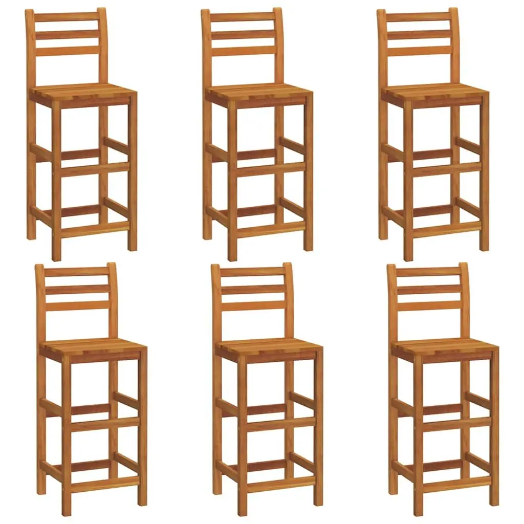 6 Piece Set of Solid Wood Acacia Bar Stools