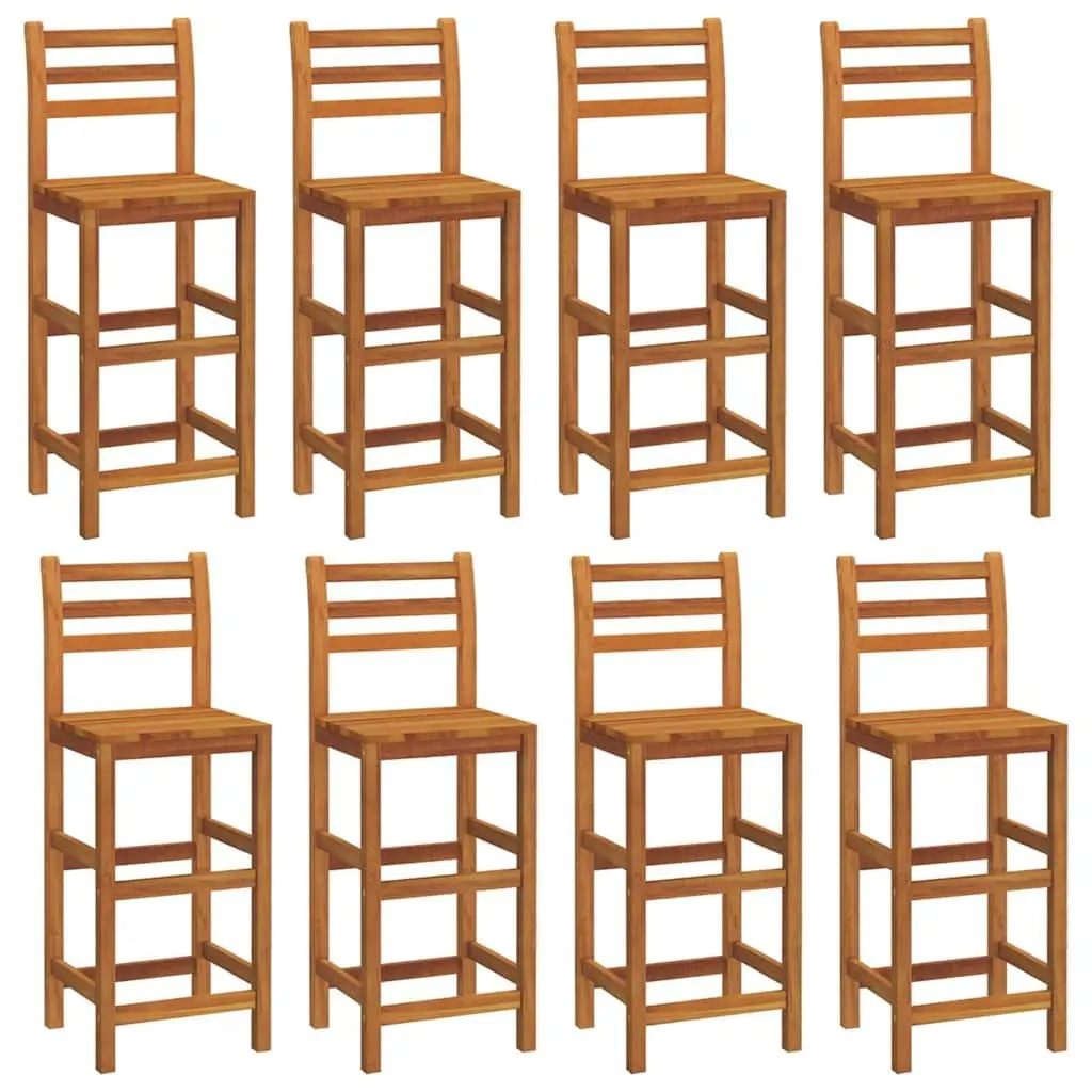 Outdoor Bar Stools Solid Acacia Wood Brown 8 Piece Rustic Garden Seating Set