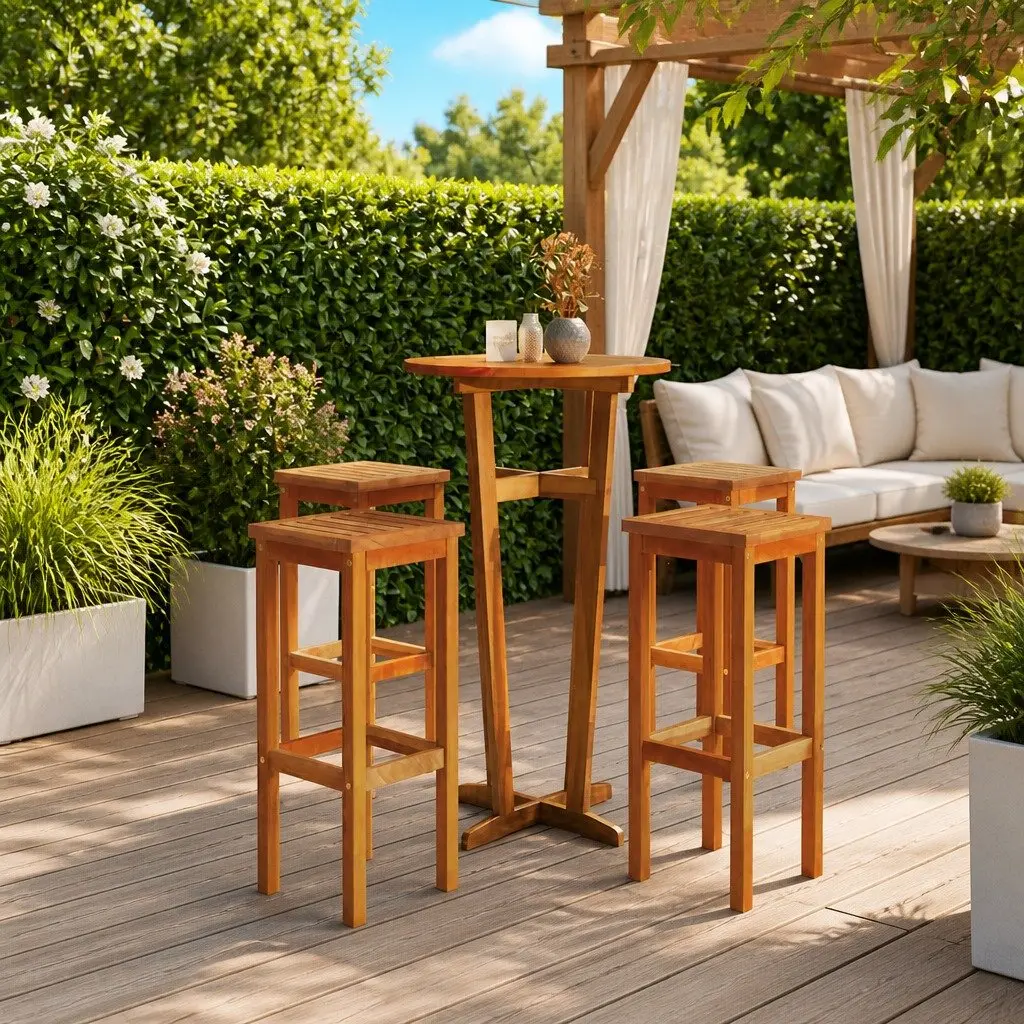 Solid Wood Bar Stools 4pcs Acacia Brown
