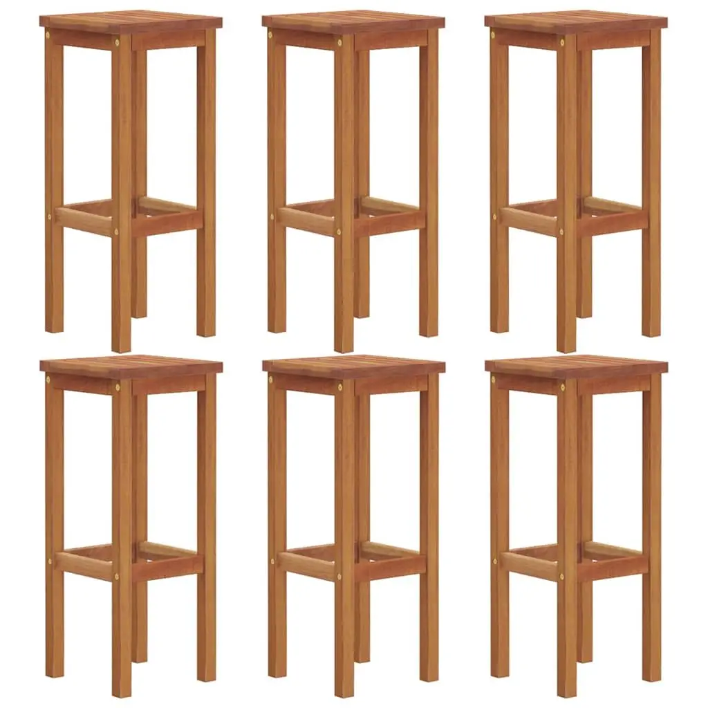 Solid Acacia Wood Outdoor Bar Stools Set of 6