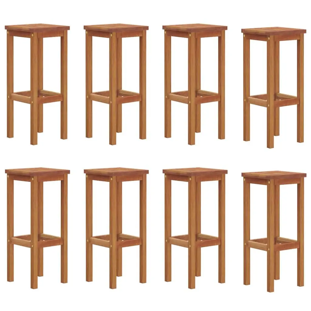 8-Piece Outdoor Bar Stools Set in Solid Acacia Wood