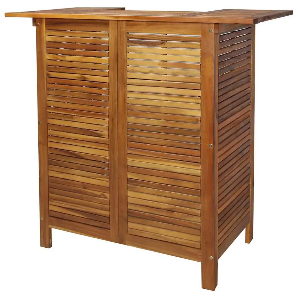 5 Piece Outdoor Bistro Bar Set in Brown Acacia Wood