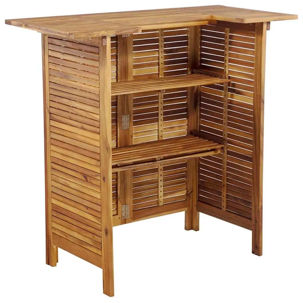 5 Piece Outdoor Bistro Bar Set in Brown Acacia Wood
