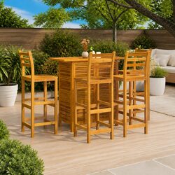 5 Piece Outdoor Bistro Bar Set with Stools