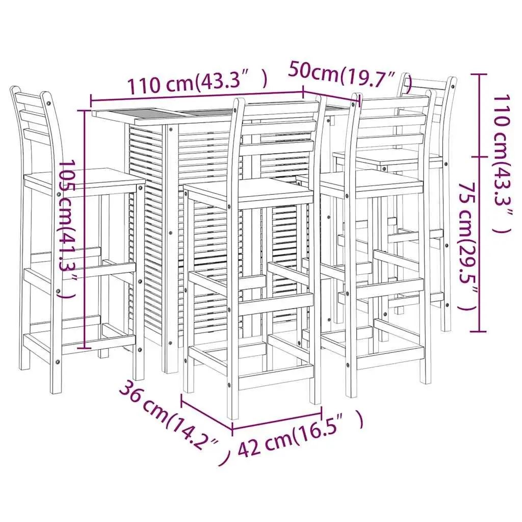 5 Piece Outdoor Bistro Bar Set with Stools