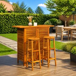 Elegant 3 Piece Garden Bar Set in Solid Acacia Wood