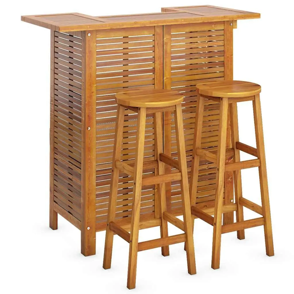 3 Piece Garden Bar Set in Solid Acacia Wood