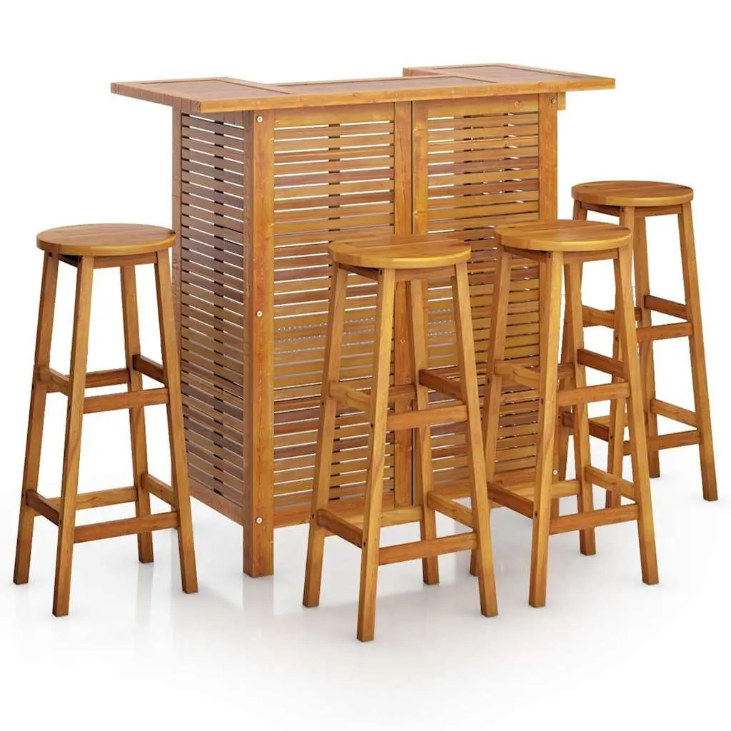 5 Piece Garden Bar Set with Solid Wood Construction