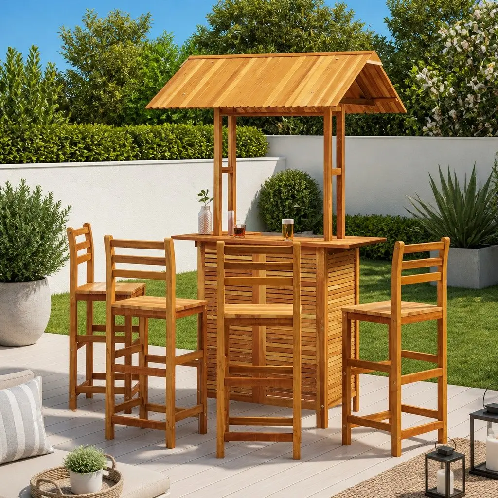 5-Piece Garden Bar Set with Durable Acacia Wood