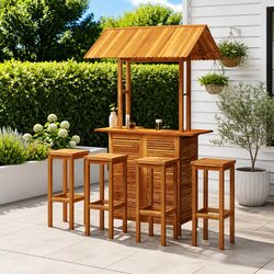 Elegant 5 Piece Acacia Wood Garden Bar Set