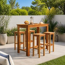 5 Piece Outdoor Garden Bar Set with Stools and Table