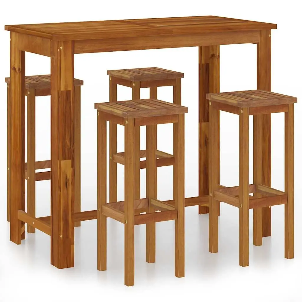 5 Piece Outdoor Garden Bar Set with Stools and Table