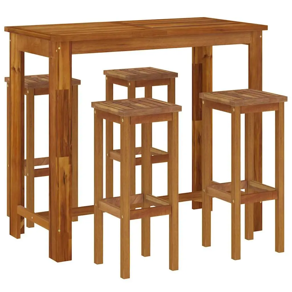 5 Piece Outdoor Garden Bar Set with Stools and Table