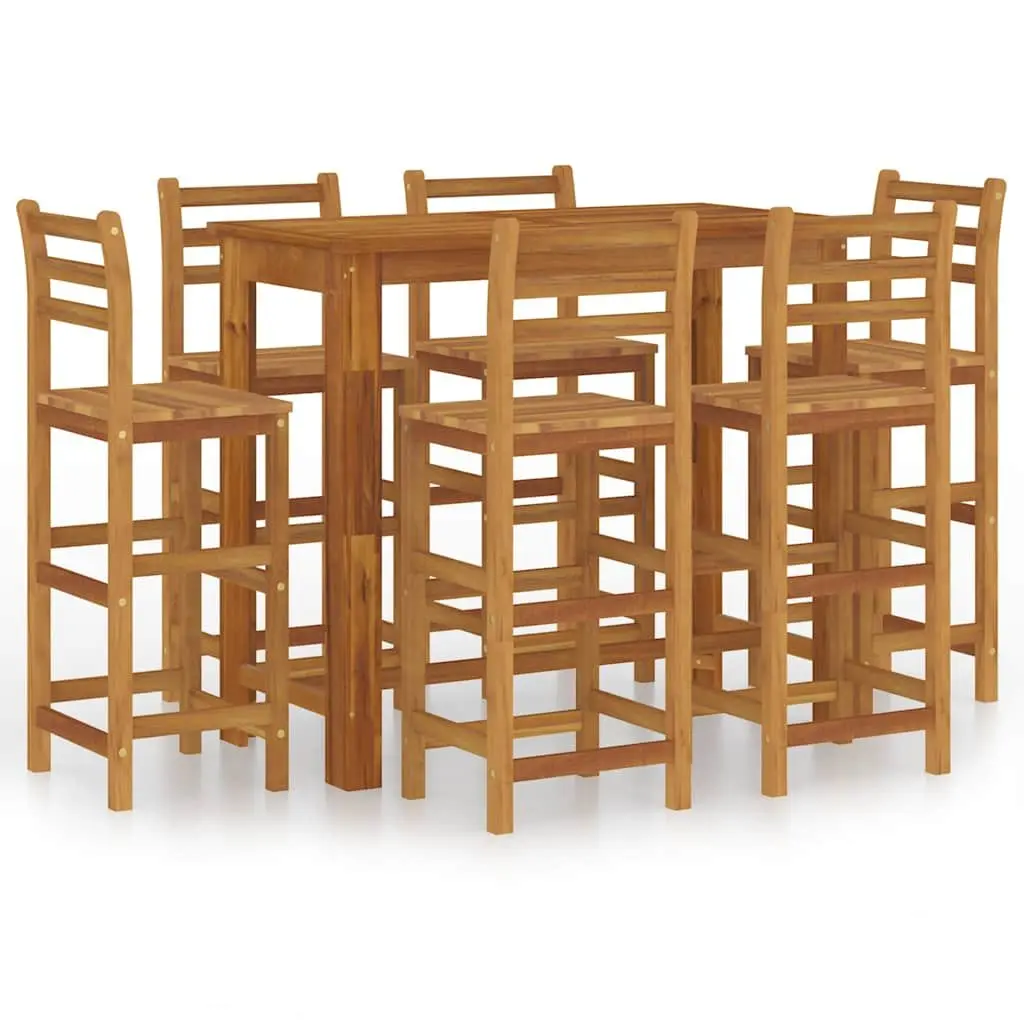 7 Piece Outdoor Bar Set in Solid Acacia Wood