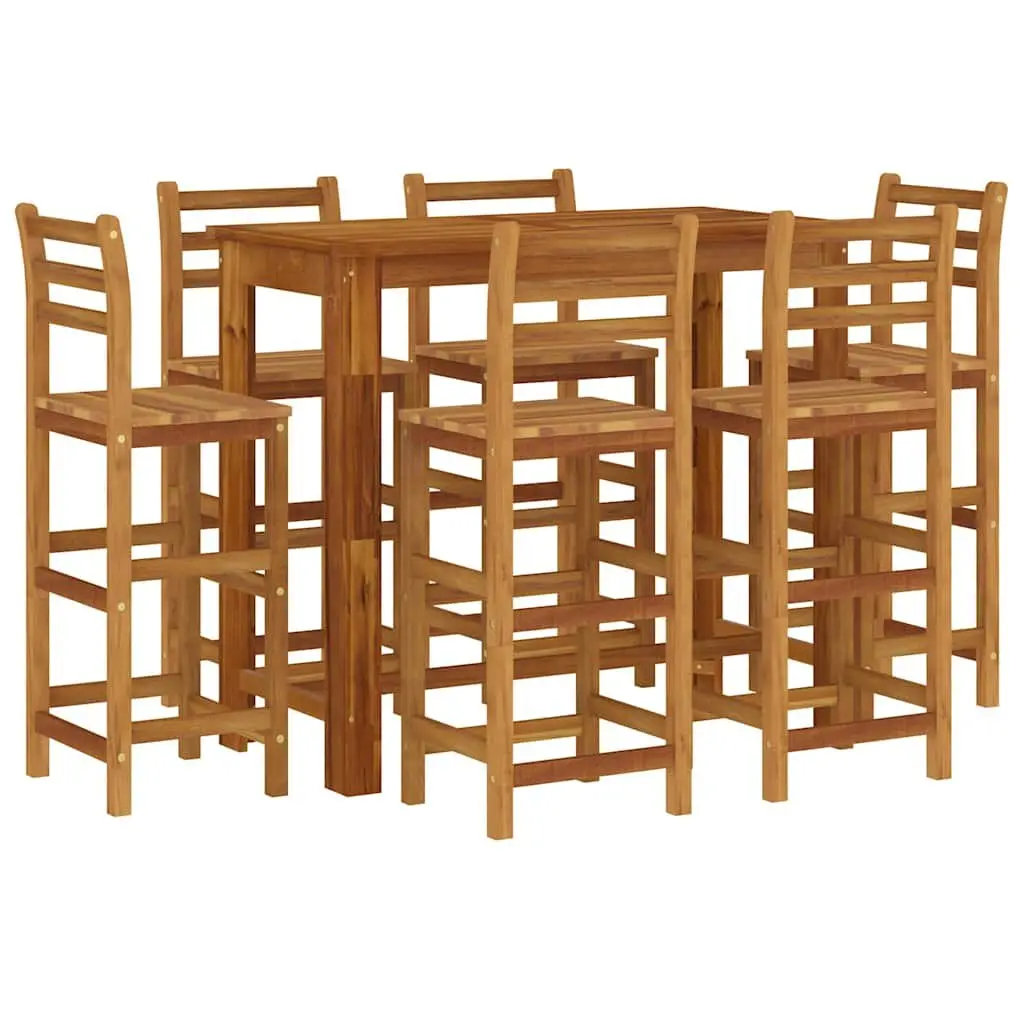7 Piece Outdoor Bar Set in Solid Acacia Wood