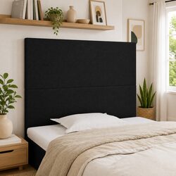 Durable Black Fabric Headboard with Adjustable Height
